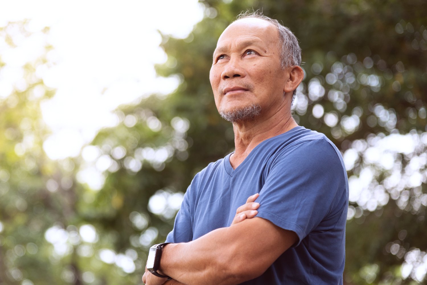a man wearing a blue shirt
